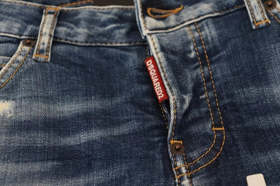 Dsquared² Blue Icon Düşük Bel Kısa Havalı Kız Kot Pantolonu